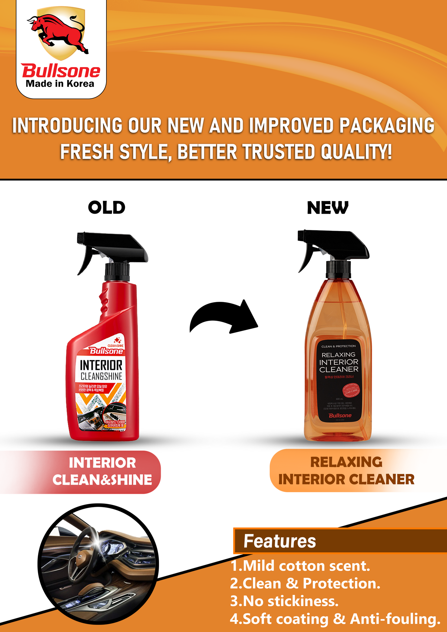 Bullsone Relaxing Interior Cleaner (Interior Clean & Protection) 600ml CARSCAREMALL