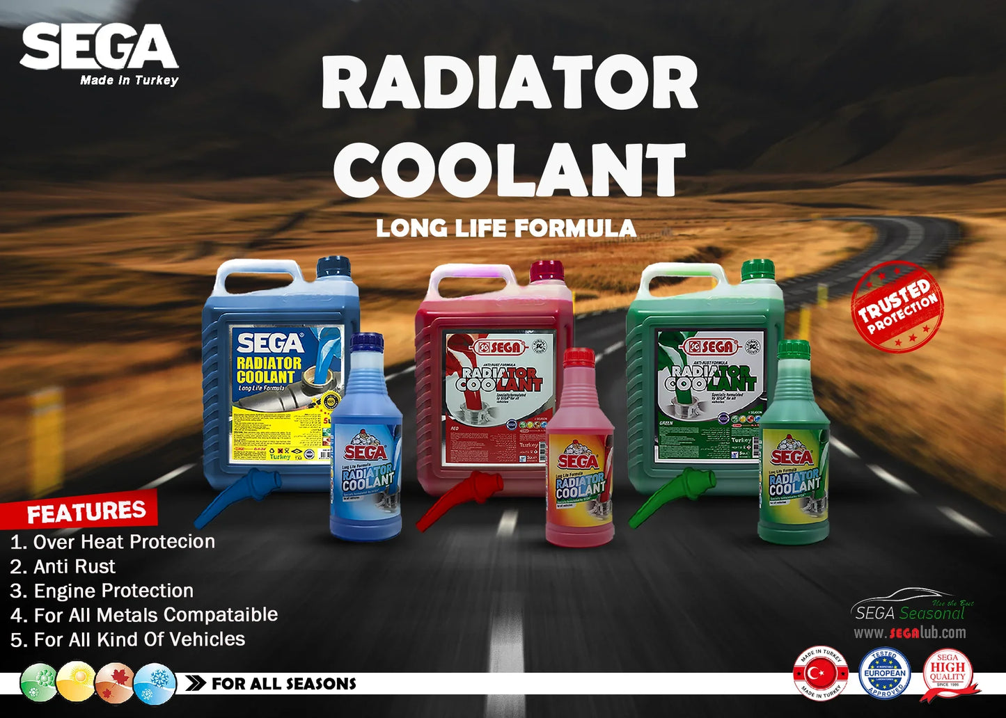 Sega Radiator Coolant Green 5.Ltr (Ready To Use) CARSCAREMALL