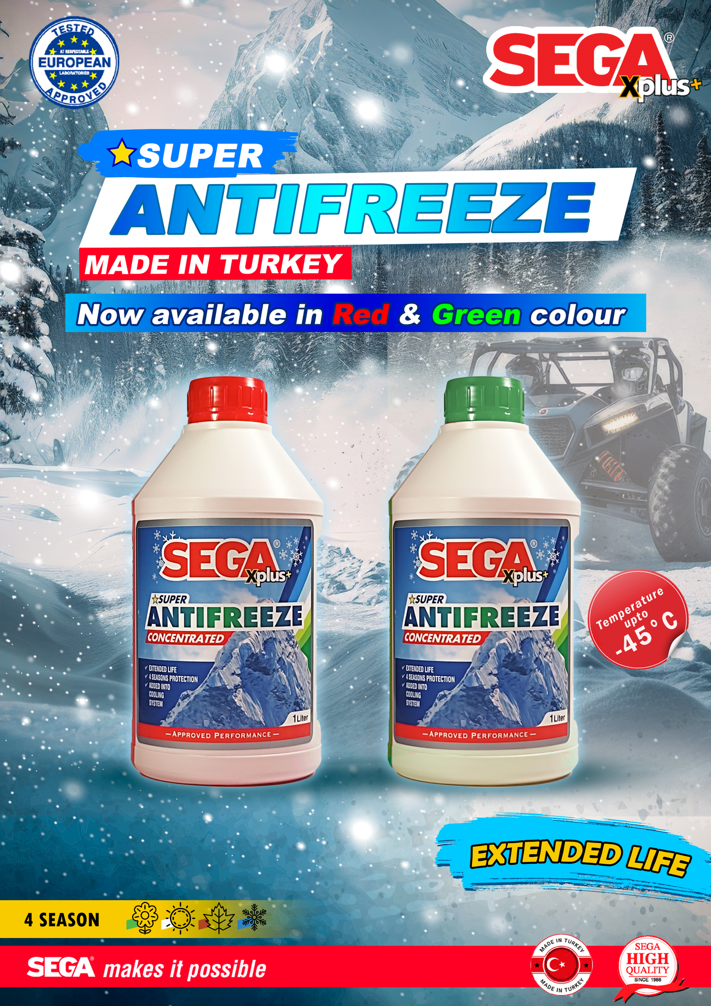 Sega Super Anti Freeze Coolant Red & Green Color Concentrated 1L CARSCAREMALL