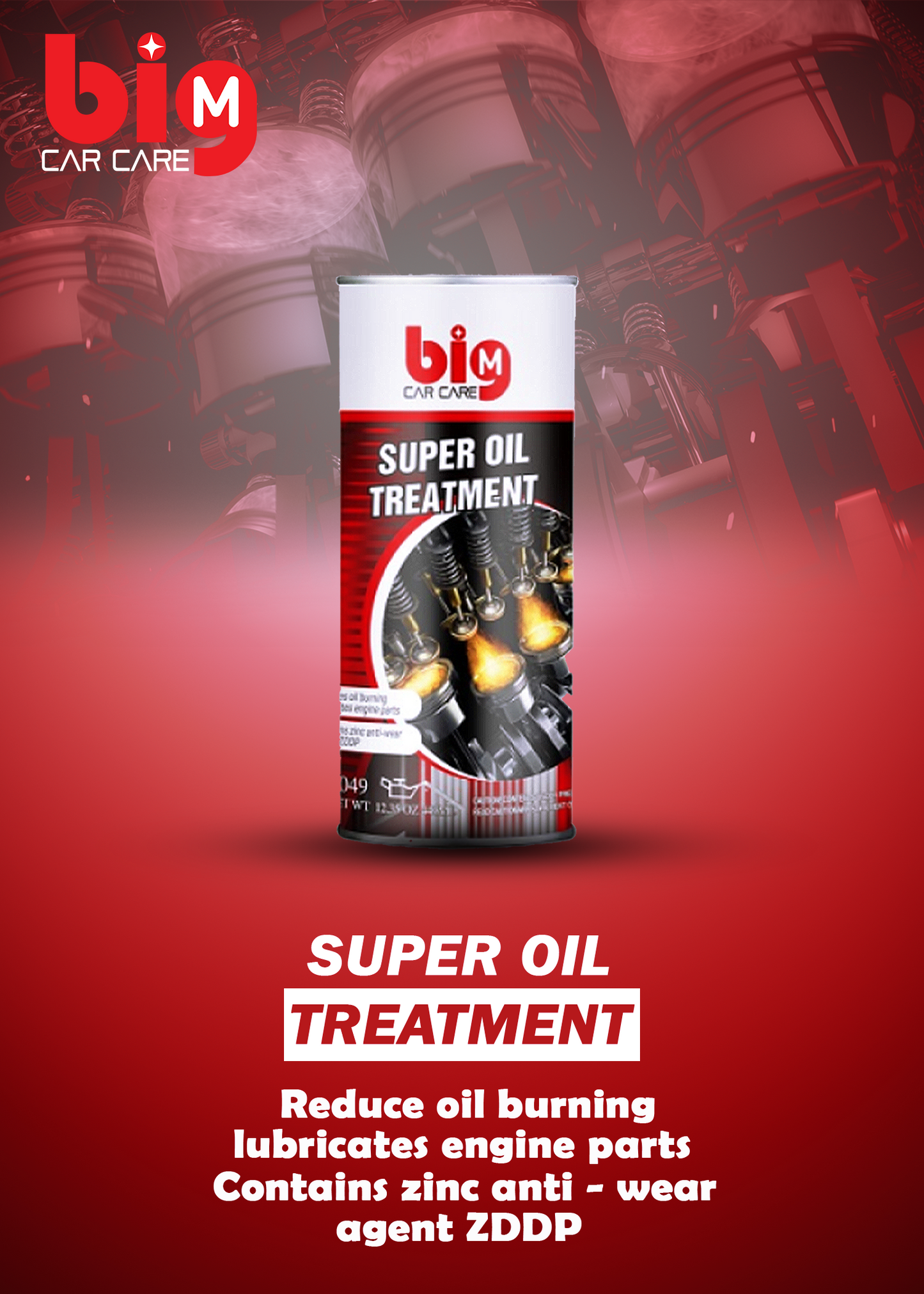 BIG-M Super Oil Treatment 443ml – reduces engine wear, enhances lubrication – Cars Care Mall