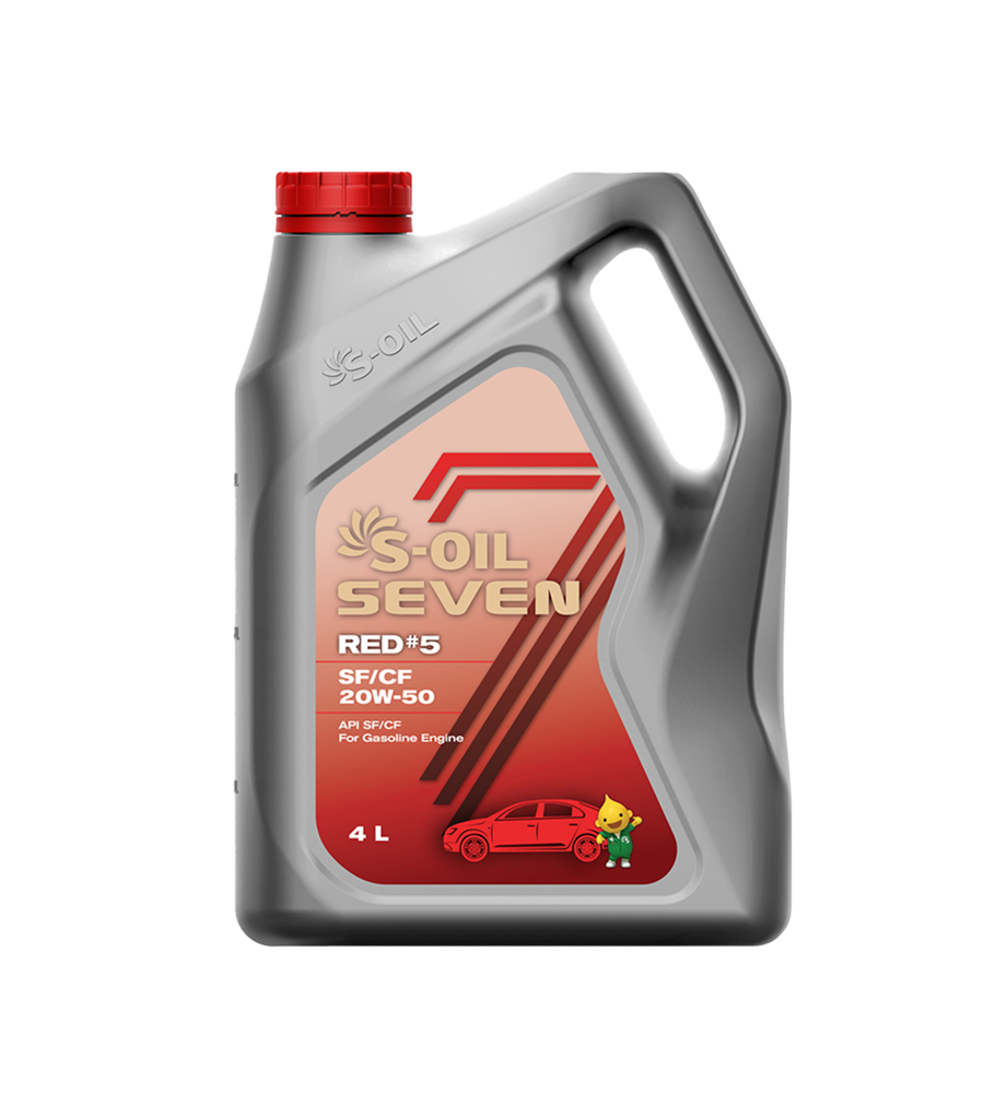 S-OIL 7 RED # 5 SF/CF High Performance 20W-50 4LTR. - CARSCAREMALL