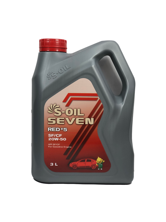 S-OIL 7 RED # 5 SF/CF High Performance 20W-50 4LTR. - CARSCAREMALL