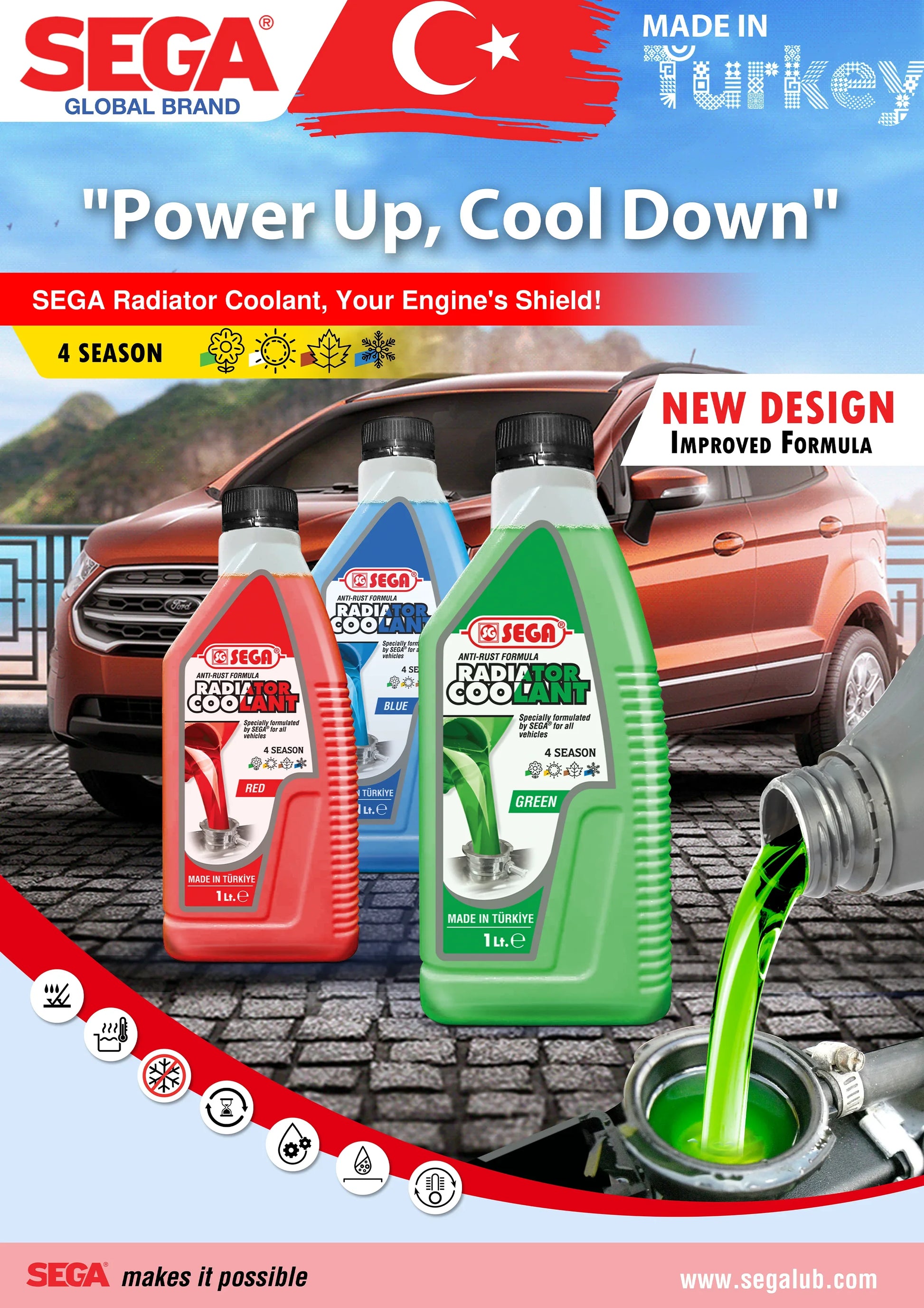 SEGA RADIATOR COOLANT (RED GREEN & BLUE). CARSCAREMALL