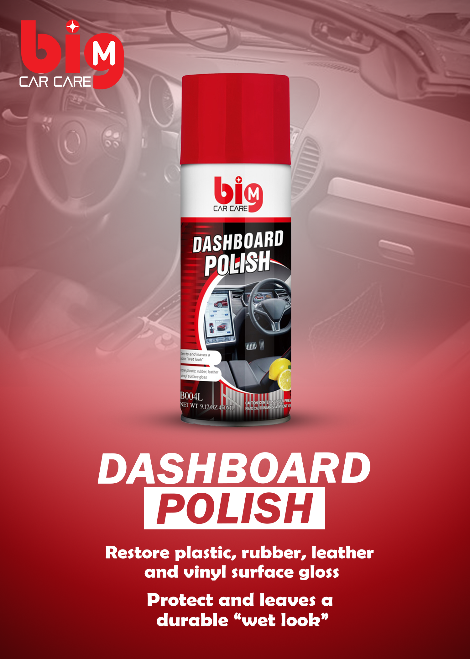 BIG-M Dashboard Polish Lemon (450ml) CARSCAREMALL