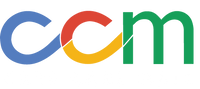 Colorful logo with the letters 'ccm' in blue, red, yellow, and green on a white background