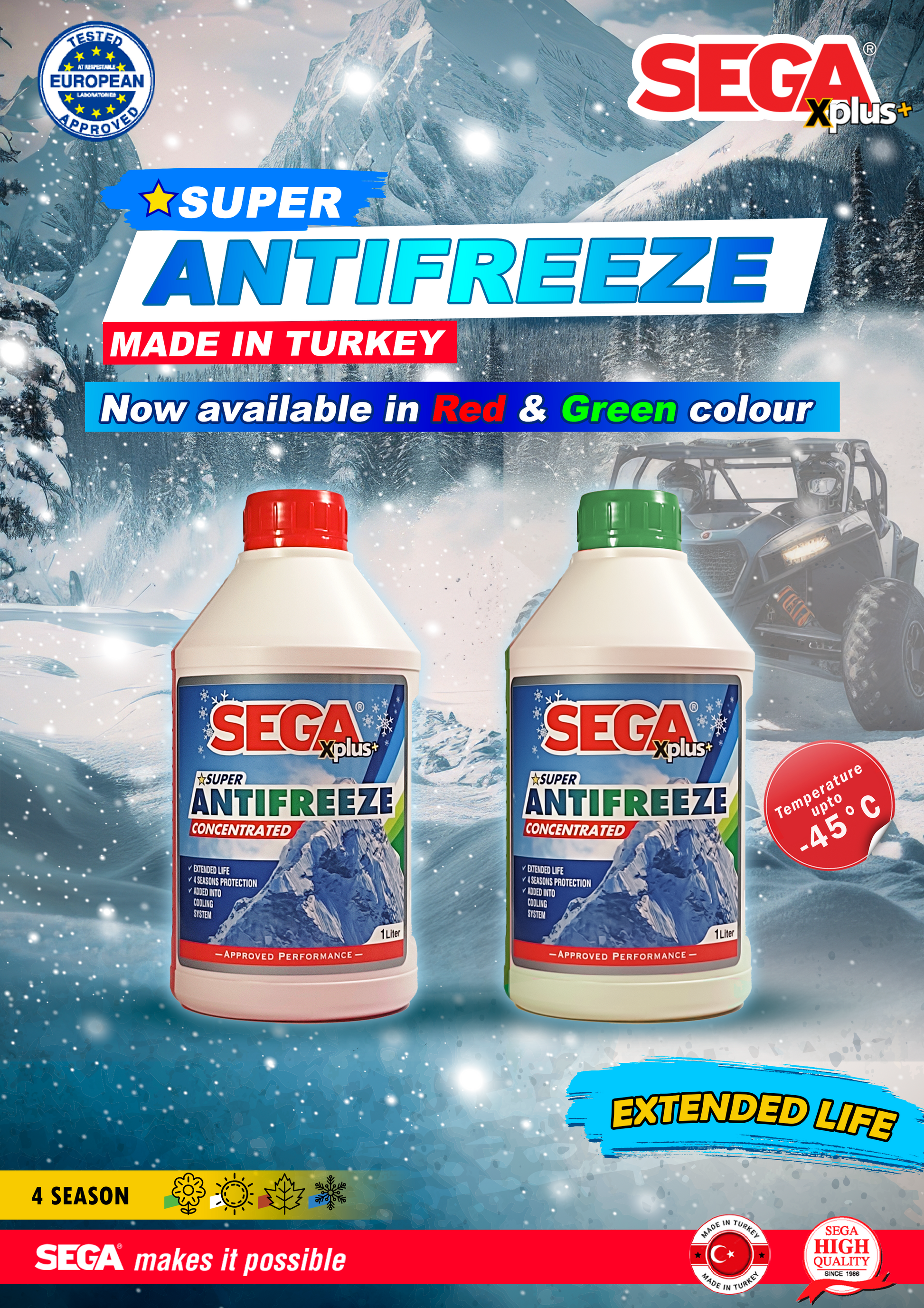 Sega Super Anti Freeze Coolant Red & Green Color Concentrated 1L CARSCAREMALL