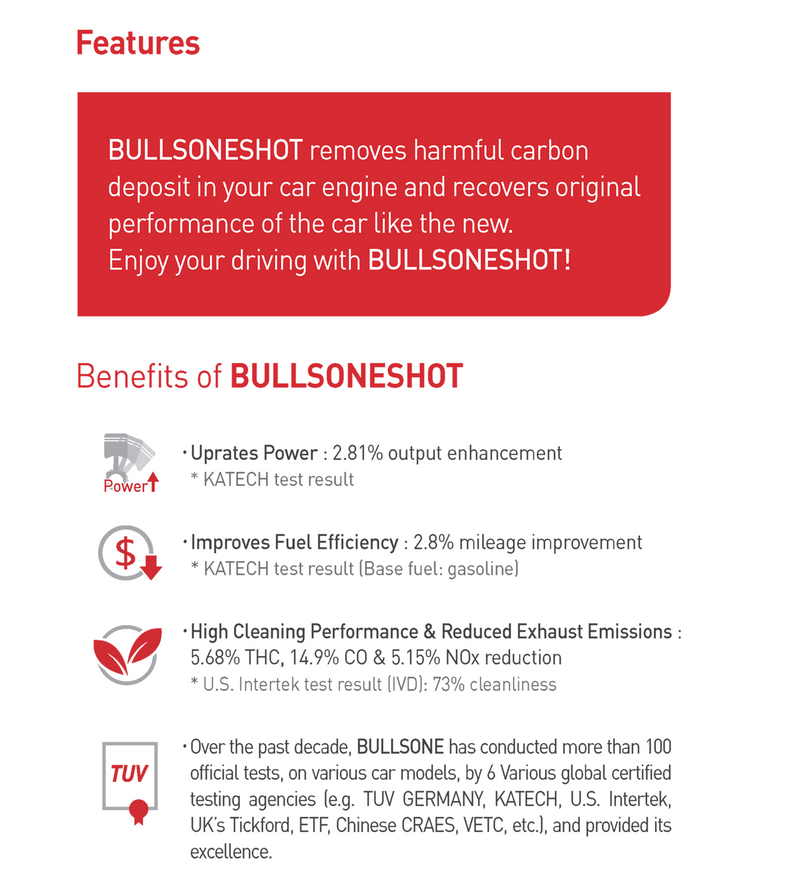 Bullsoneshot - Standard Total Fuel System Cleaner (Gasoline & Diesel Engine) 500 mL (16.9 Oz) - CARSCAREMALL